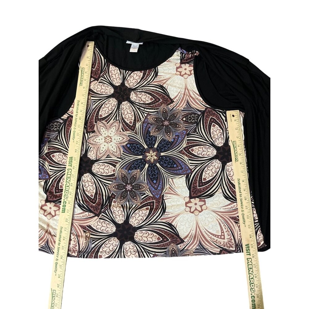 Serengeti 2Fer Blouse Womens 1X Floral Layered Look Stretch Top Used - Picture 9 of 16